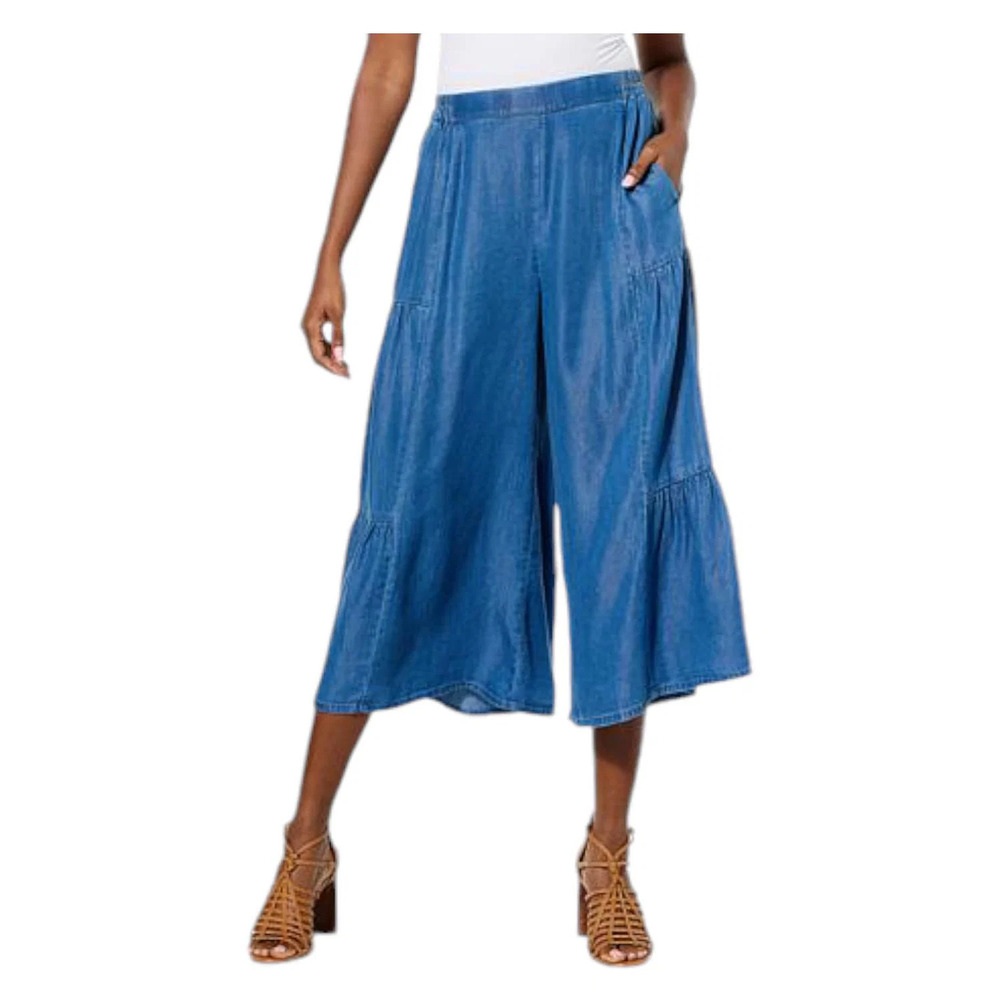 Antthony Side Panel Ruffle Gaucho Pant Denim - Regular